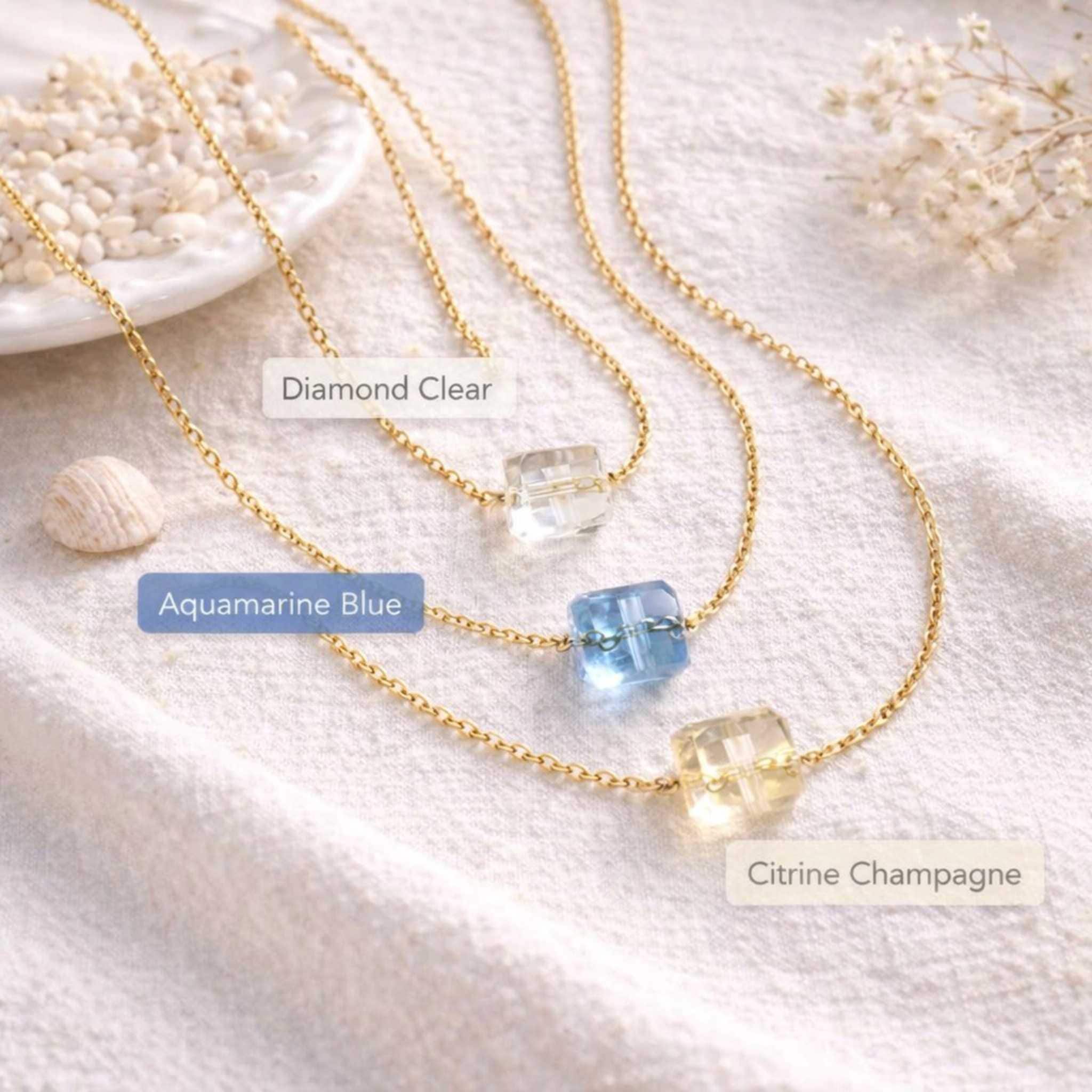 Dainty Necklace Crystal Cube thumbnail 3