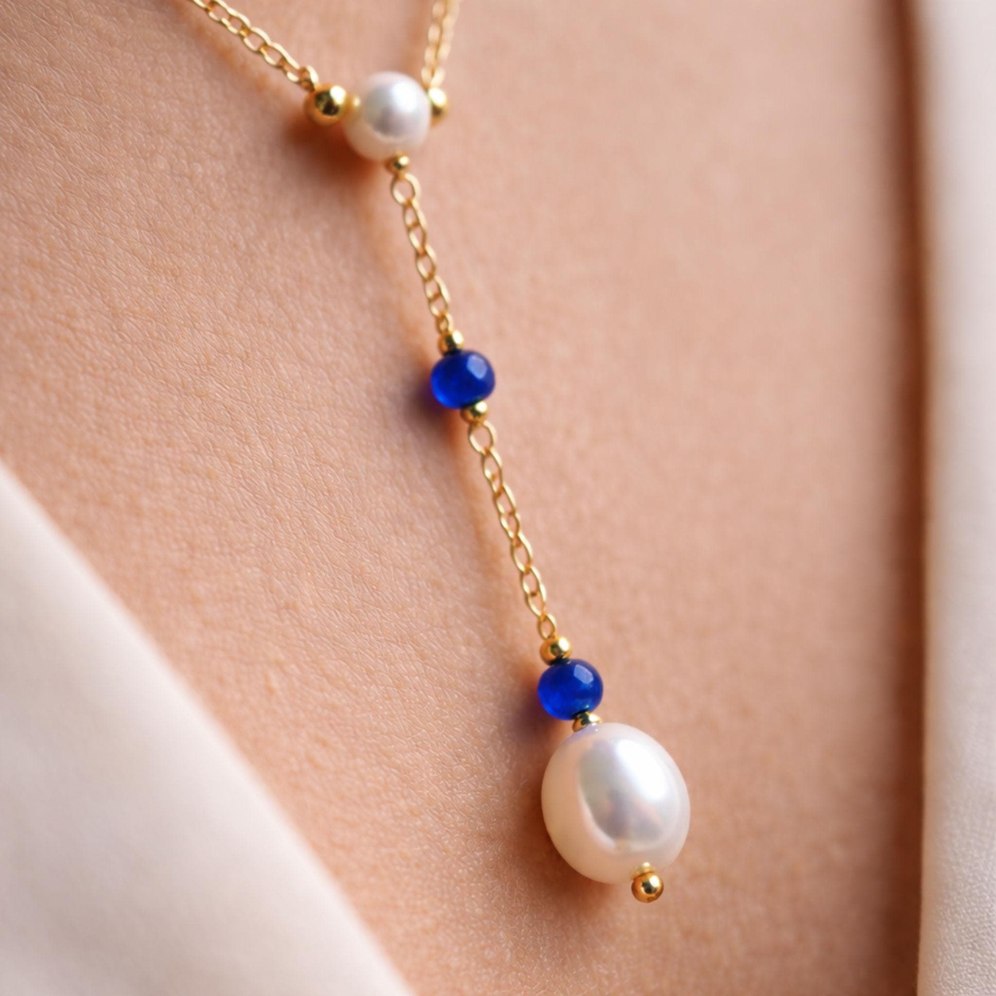 Lapis Pearl Y Necklace thumbnail 4