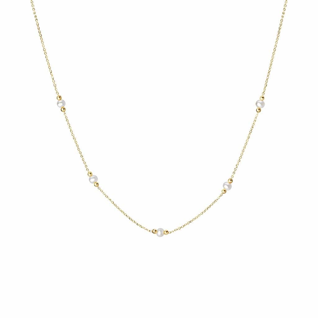 Dainty Gold Chain Pearl Necklace thumbnail 5