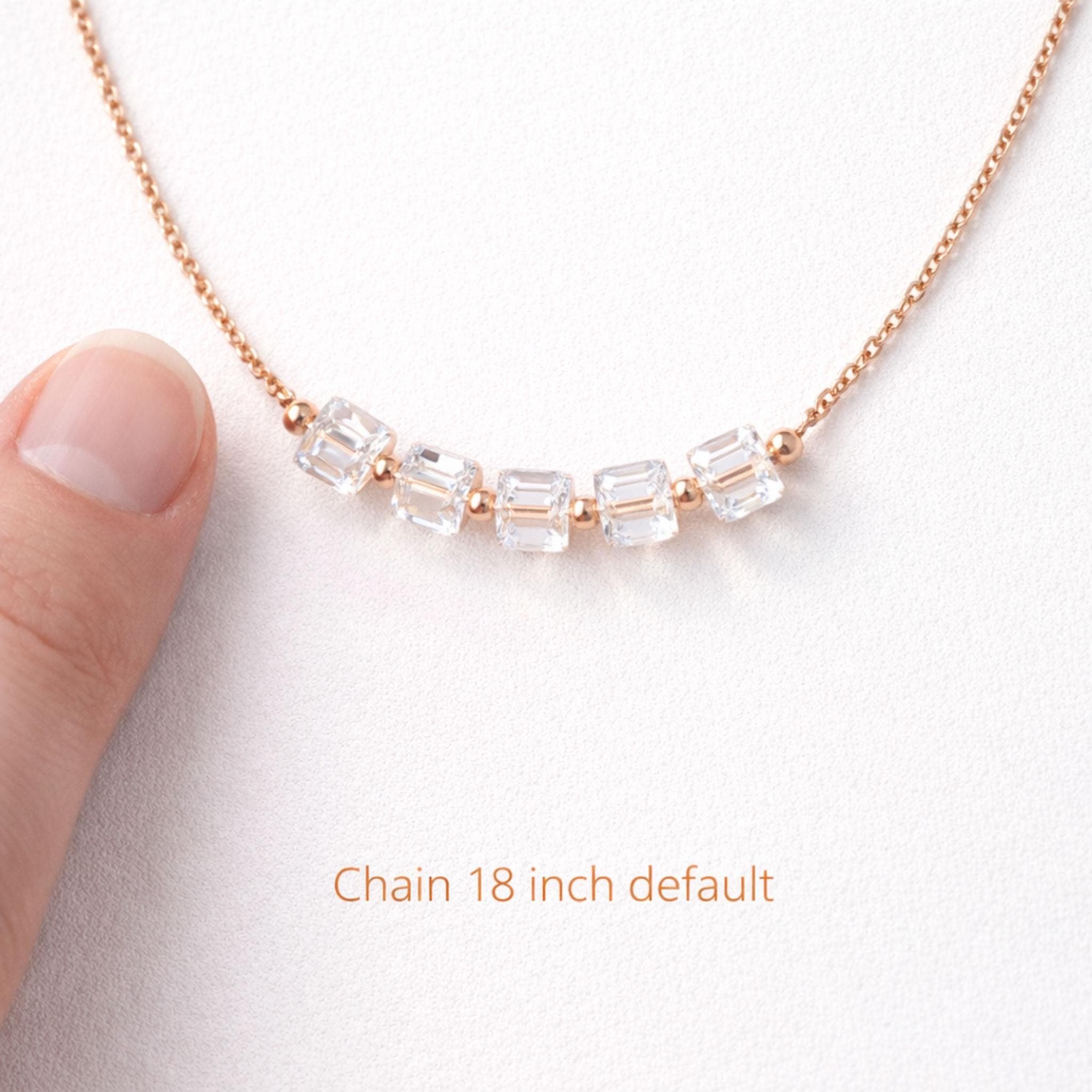 Minimalist Crystal Cube Necklace thumbnail 3