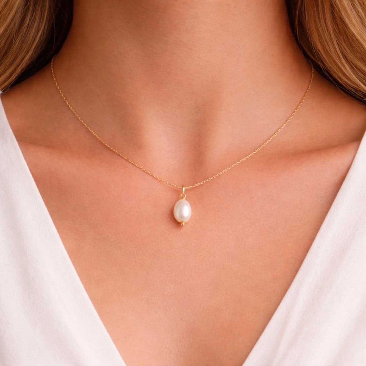 Handmade Freshwater Pearl Pendant Necklace - Dainty Gold or Silver Chain | Kreths Pearl Jewelry