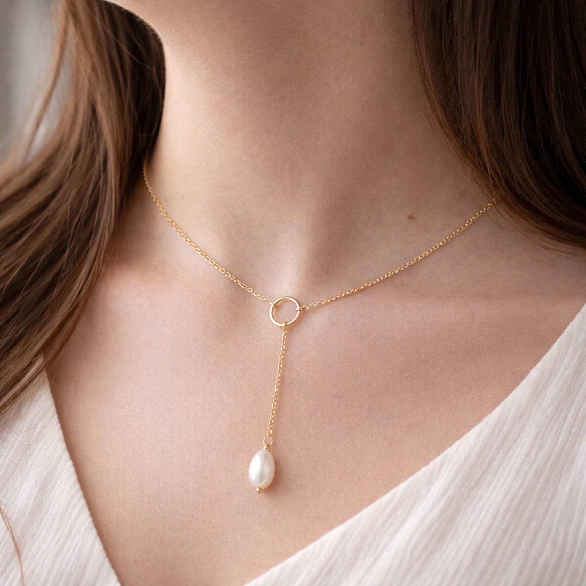 Handmade Freshwater Pearl Lariat Necklace thumbnail 2