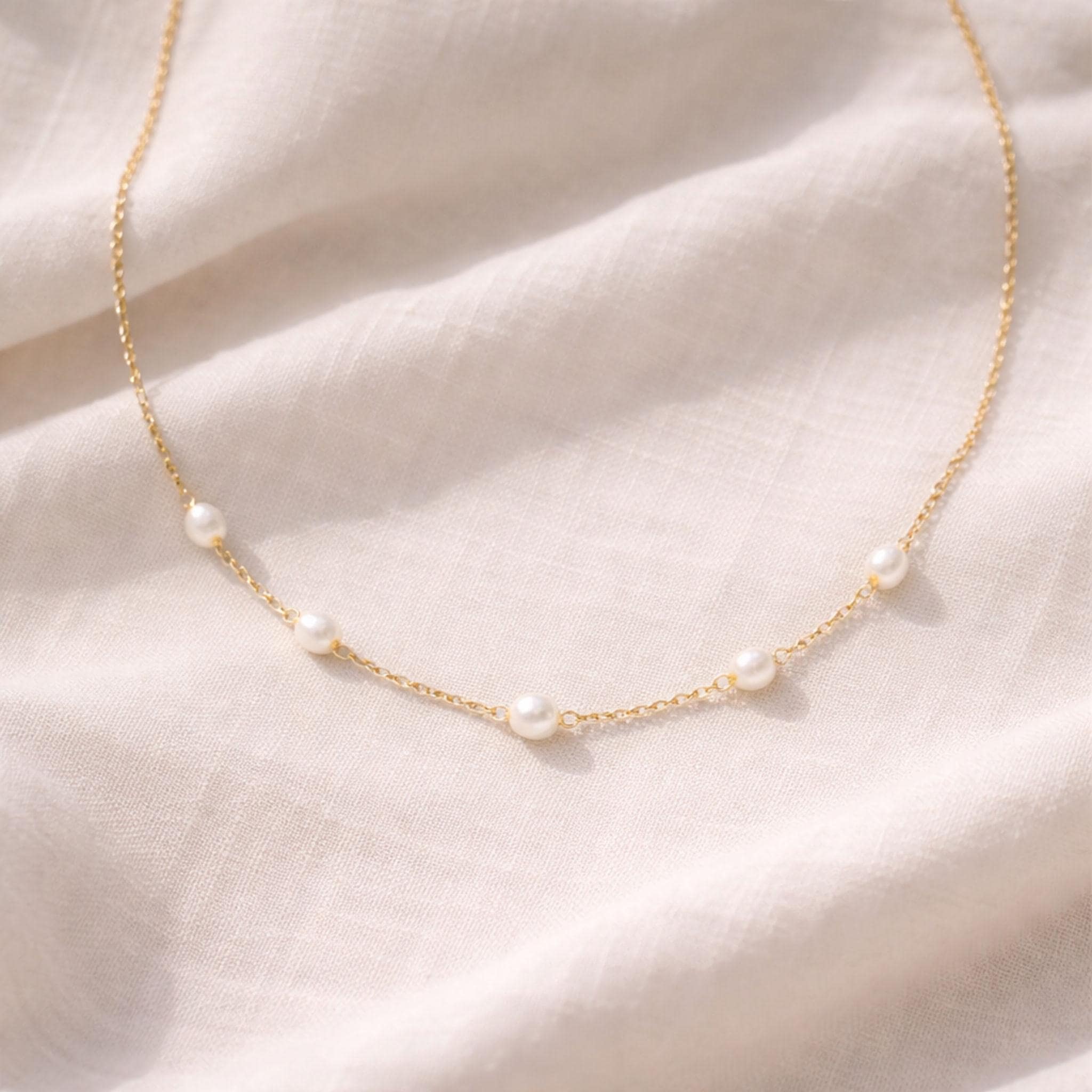 Handmade Freshwater Pearl Station Necklace thumbnail 7