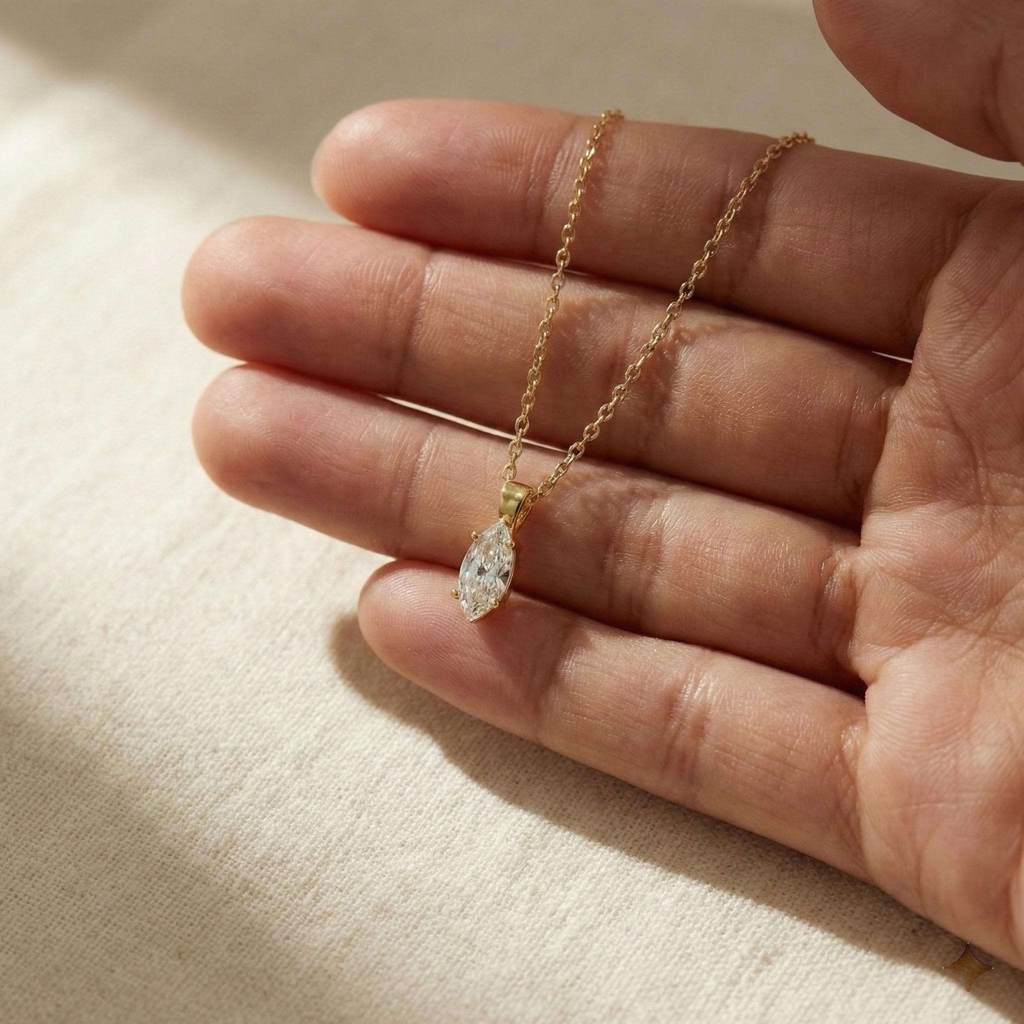 Minimal Gold Teardrop Crystal Necklace Dainty Everyday Pendant Gift thumbnail 9