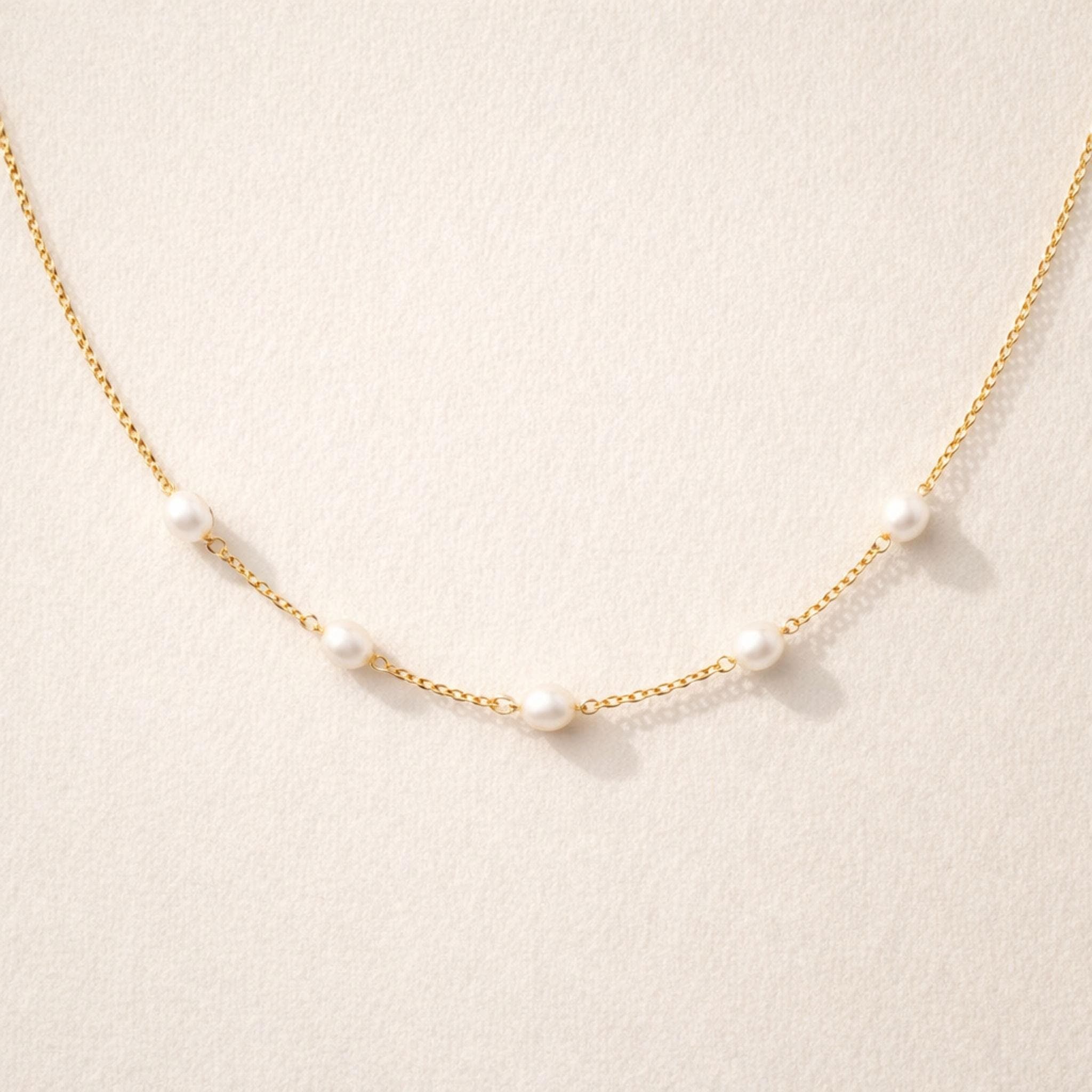 Handmade Freshwater Pearl Station Necklace thumbnail 4