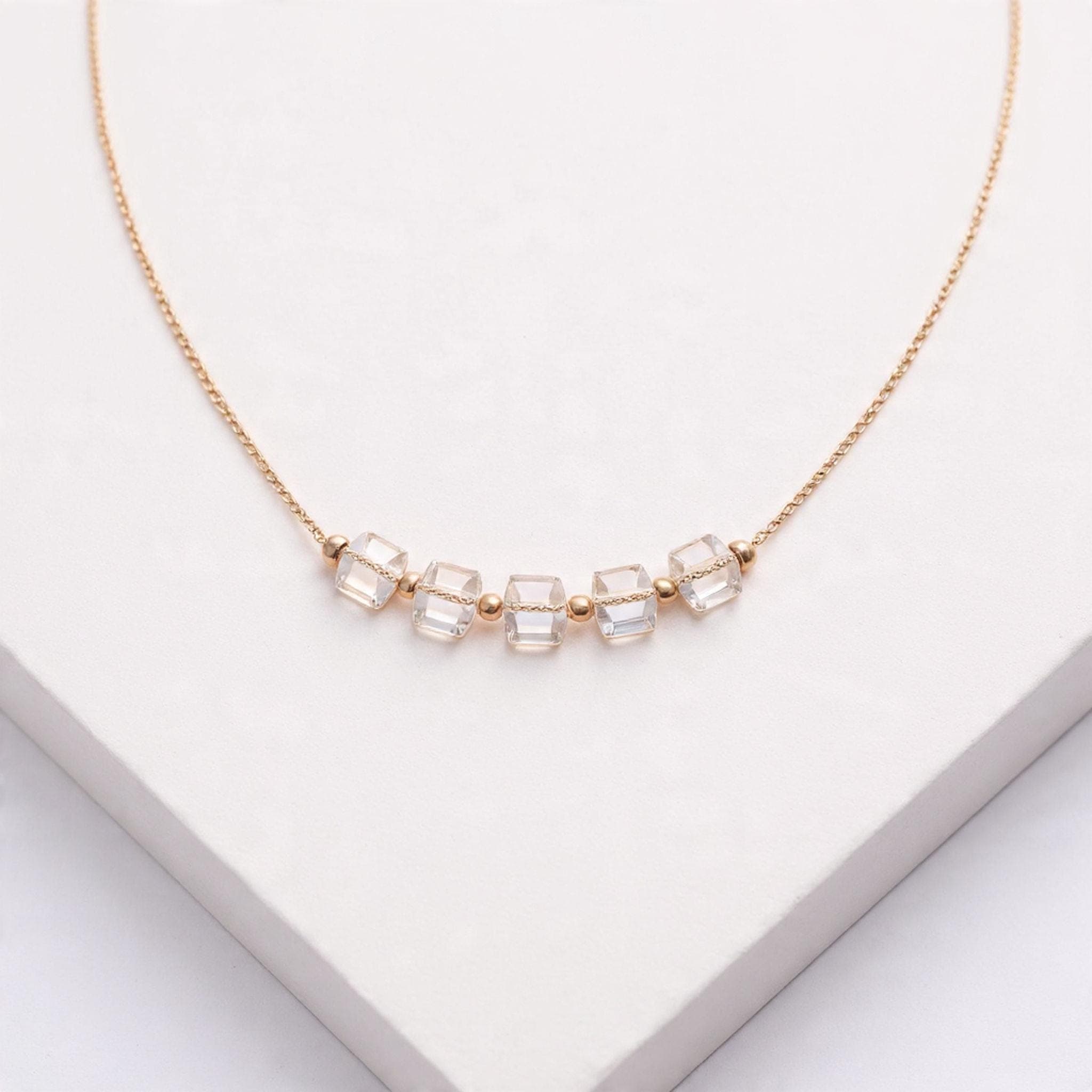 Minimalist Crystal Cube Necklace thumbnail 2