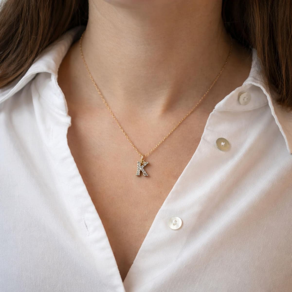 Crystal Initial Necklace - Personalized Letter Pendant on Delicate Chain | Kreths Pearl Jewelry