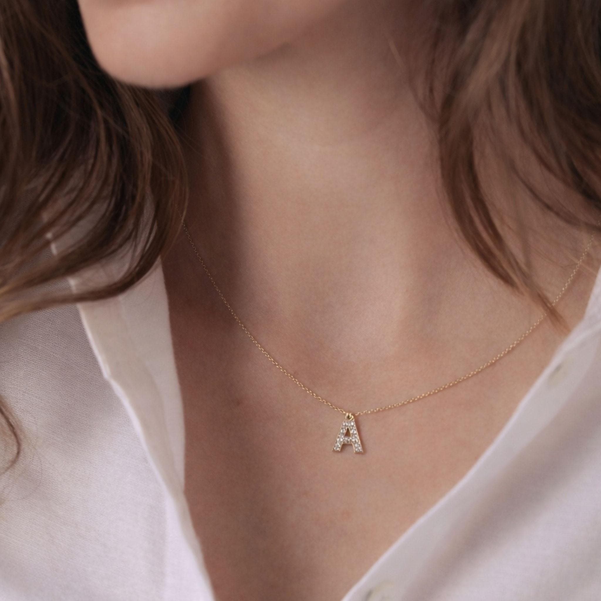 Crystal Initial Necklace thumbnail 4