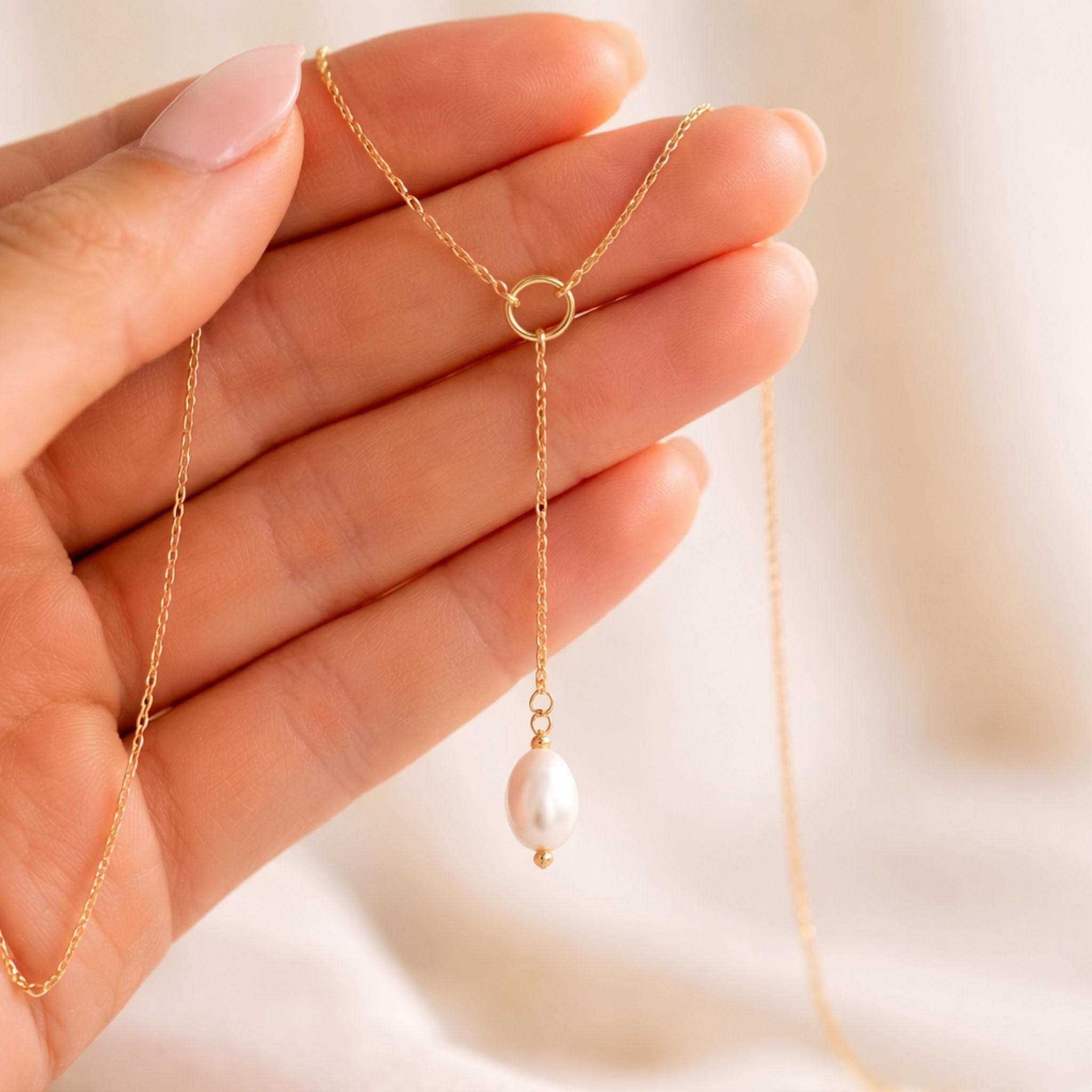 Handmade Freshwater Pearl Lariat Necklace thumbnail 4