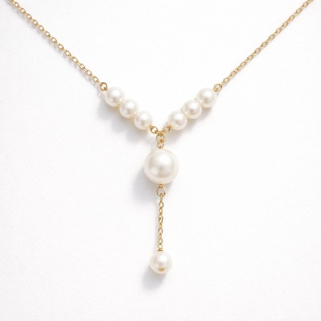 Gold Y-Lariat Pearl Necklace thumbnail 8