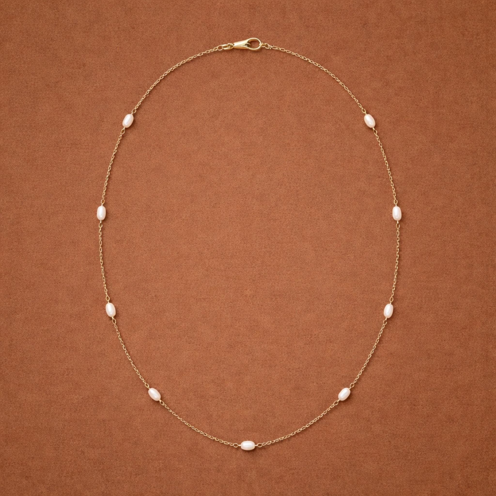 Dainty Gold Chain Pearl Necklace thumbnail 7