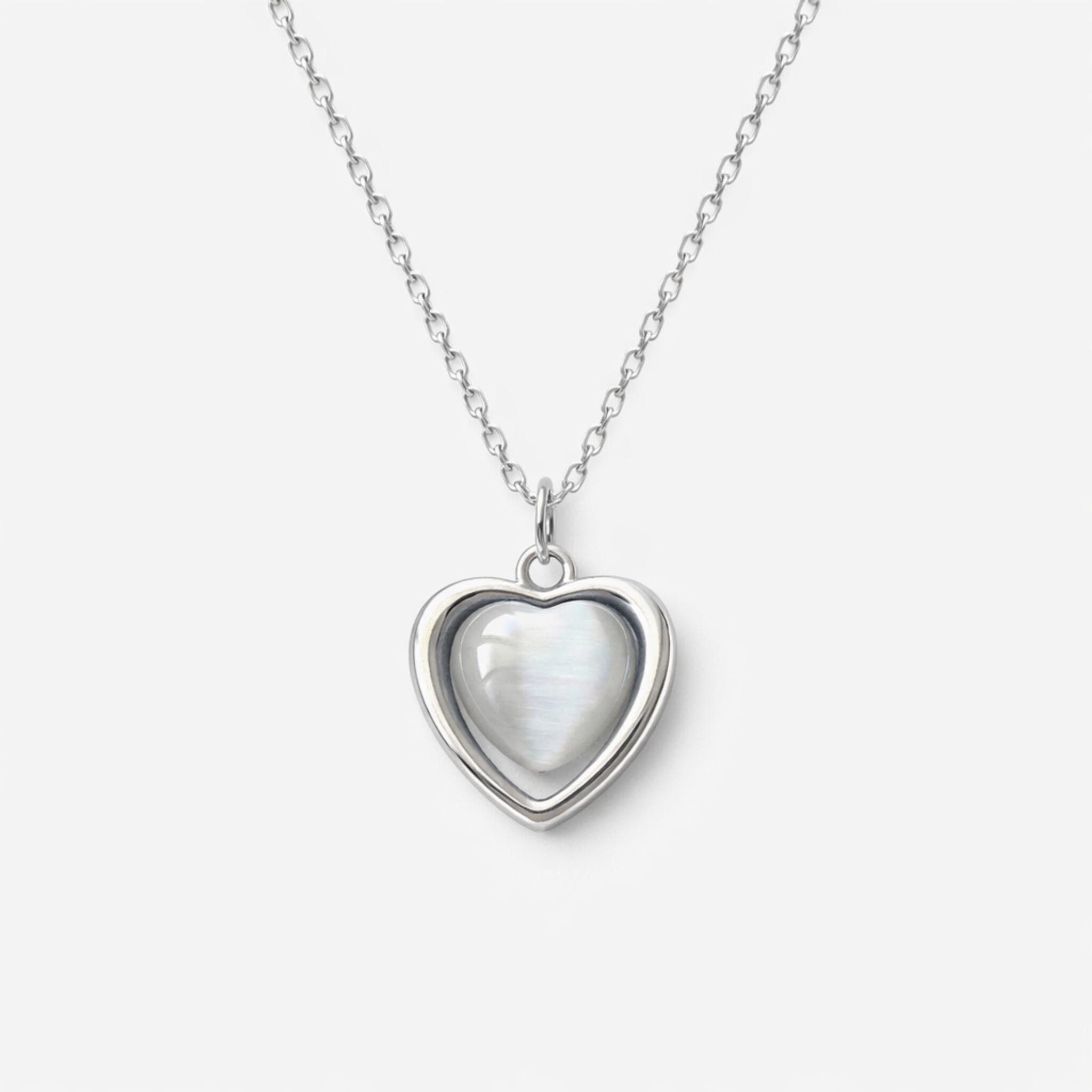 Heart Pendant Necklace Silver Minimal Love Pendant Gift thumbnail 2