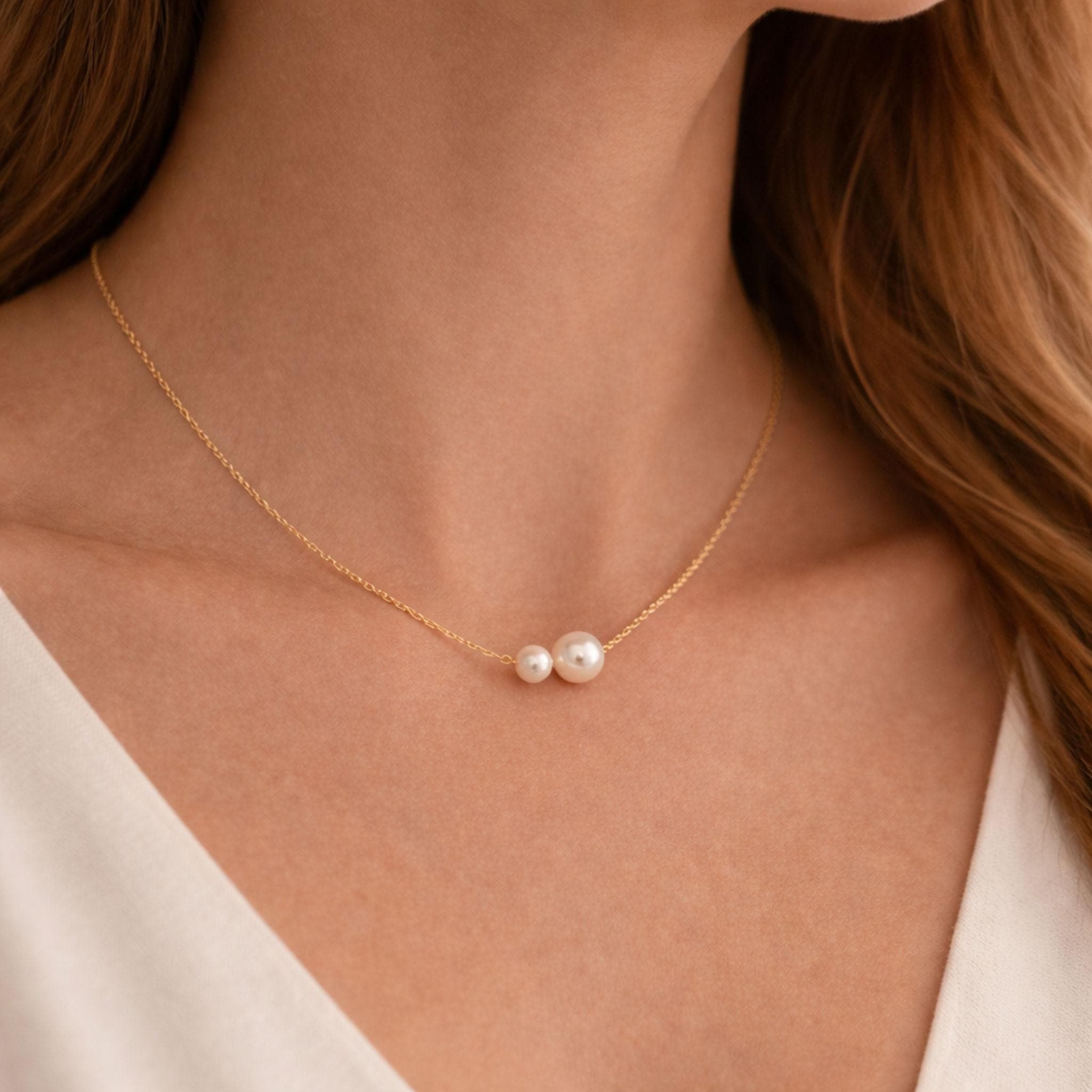 Freshwater Pearl Necklace - Classic Choker, Gold Chain | Kreths Pearl Jewelry